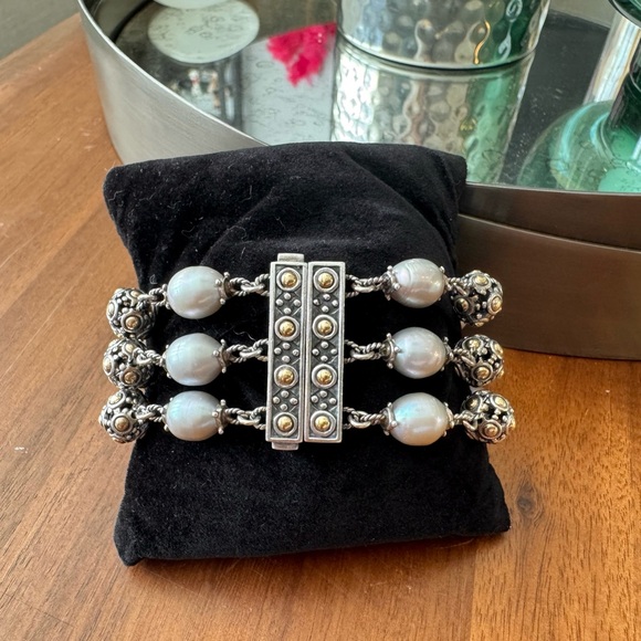 John Hardy Silver and Gold Multi-Strand Pearl Bracelet - Picture 8 of 12